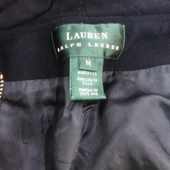 Lauren Ralph Blue Military Wool Brass Button Jacket Hooded Full Zip - Picture 2 of 3